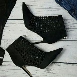 ALDO black suede heels cut out